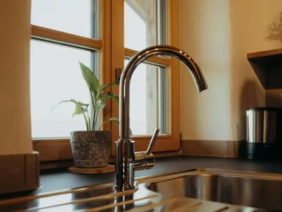 Wasserhahn in Wohnküche