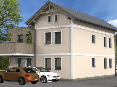 Außenansicht mit großzügigem Balkon