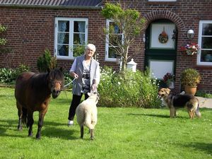 Antje mit Pony, Schaf und Hund