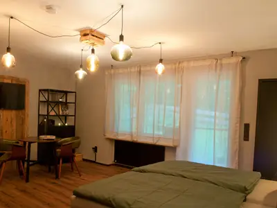 Wohn- und Schlafbereich mit Zugang zur Terrasse