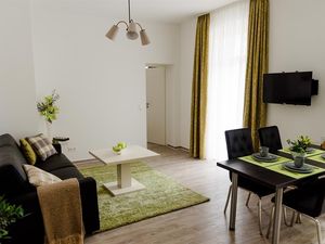Ferienwohnung prásinos - grün  Wohnzimmerblick