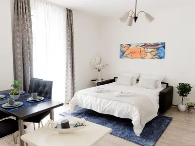 Ferienwohnung ble - blau Schlafzimmer