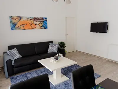 Ferienwohnung ble - blau Wohnzimmer