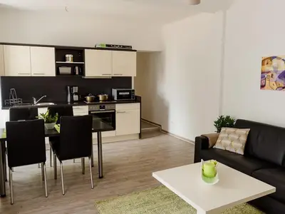 Ferienwohnung prásinos - grün Küche