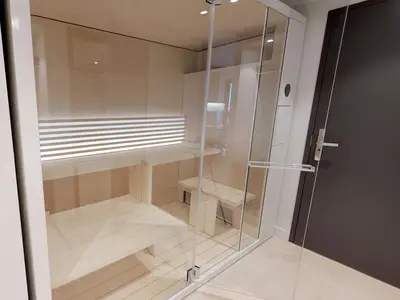 Luxusapartment mit eigener Sauna & Sonnenbalkon – nur Minuten vom Strand entfernt