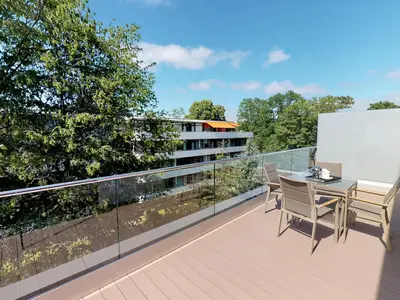 Strandnahe, luxuriöse Ferienwohnung mit Balkon & Sauna - Hundefreundlich