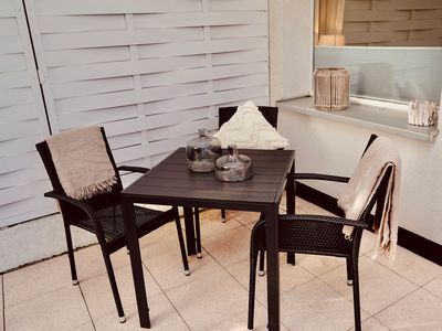 Südwestterrasse in der Wohnung Seepferdchen