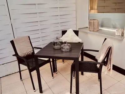 Südwestterrasse in der Wohnung Seepferdchen