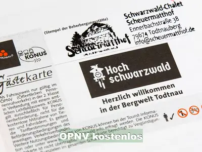 Schwarzwald Gästekarte Bergwelt Todtnau mt KONUS kostenlosem Nahverkehr