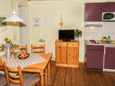 Fewo Hirsch auf dem Reiterhof: Wohnbereich mit Küche