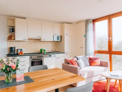 Wohn- und Essbereich der Wohnung Himbeere