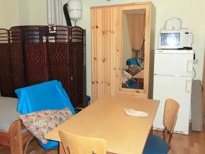 Essbereich mit Blick auf die Warmwasserbehälter