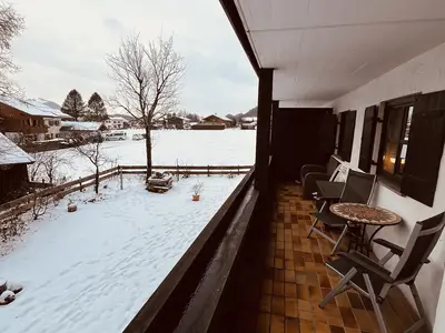 Ausblick vom Balkon im Winter