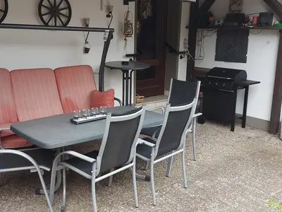 Michis Ferienwohnung Sitzbereich Garten.
