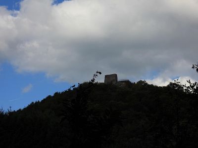 Blick zur Burgruine Lindelbrunn