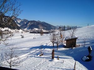 Der Blick vom Balkon im Winter