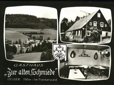 Alte Postkarte mit der "Alten Schmiede" - das Wahrzeichen der Ortschaft