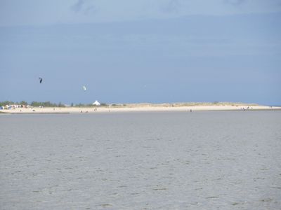 Blick auf Strand Schillig bei Hochwasser