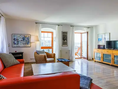 Ferienwohnung Hafenloge Waren (Müritz) - Sitzgruppe im Wohnzimmer