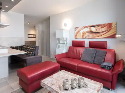 Ferienwohnung Anastasia Waren Wohnzimmer Sofa