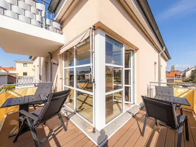 Ferienwohnung Seemöwe Waren (Müritz) - Eck-Balkon mit Ost- und Westseite