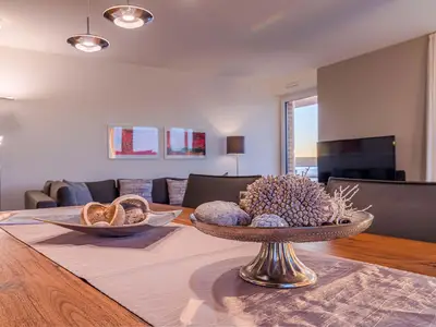 Ferienwohnung Quartier Lounge Hafenresidenz: Essbereich