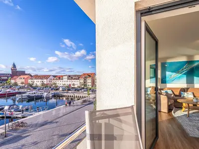 Ferienwohnung Hafenperle Hafenresidenz: Blick auf Waren (Müritz)