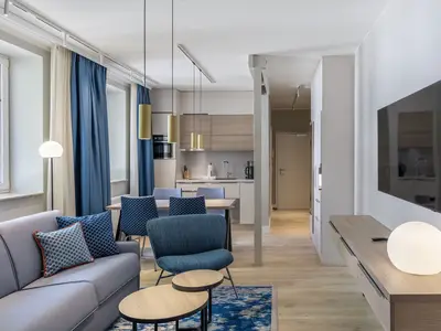 Ferienwohnung Hafendomicil Kleines Meer Waren offener Wohnbereich