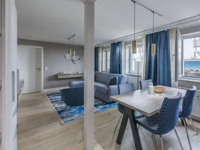 Ferienwohnung Hafendomicil Citymarina offener Wohnbereich