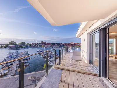 Ferienwohnung Entschleunigung Hafenresidenz: Balkon mit Traumblick auf den Yachthafen