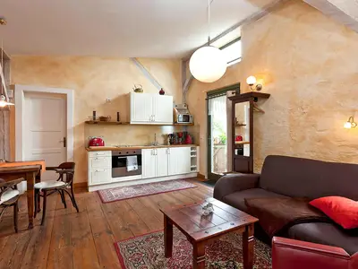 Ferienwohnung Rapunzel Waren (Müritz) - Wohnzimmer mit nostalgischem Charme