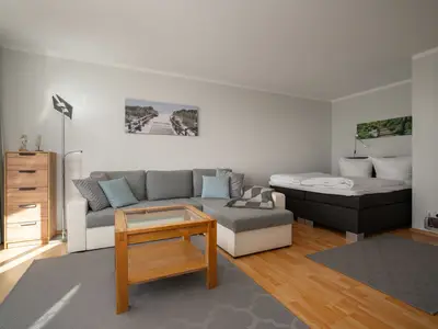 Ferienwohnung Seepferdchen Waren (Müritz) - Blick auf den Wohn-und Schlafbereich