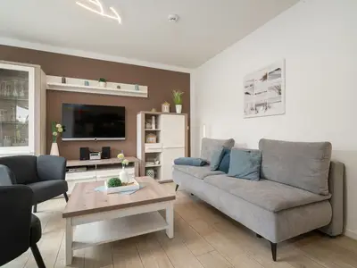 Ferienwohnung Müritztraum Hafenresidenz Heller Wohnbereich