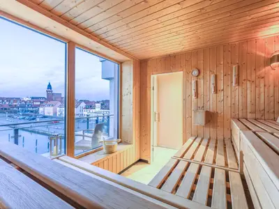 Ferienwohnung Wohlfühloase Hafenresidenz Waren (Müritz) - Sauna mit Seeblick