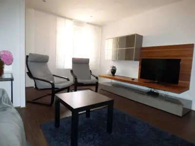 Der Wohnraum mit Fernseher