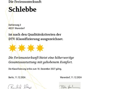 DTV Klassifizierung Ferienwohnung Schlebbe Warendorf