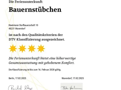 DTV Klassifizierung Ferienwohnung Bauernstübchen