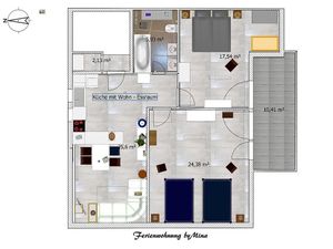 Grundriss 2D im OG
Hauseingang Nordseite EG
Balkon Südseite