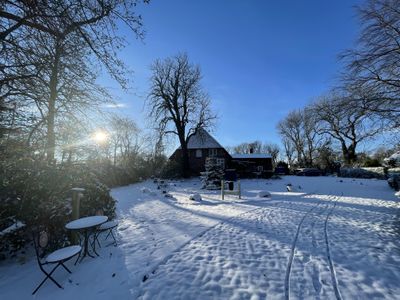 Ferienwohnung Altes Pastorat im Winter unter Reet