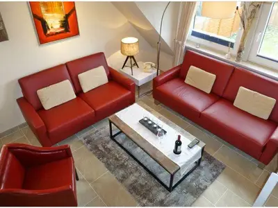 Wohnbereich. Sitzecke mit 3-Sitzer,2-Sitzer, Sessel