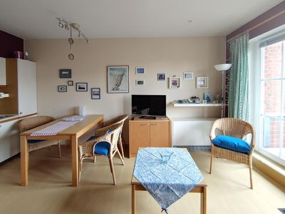Wohnzimmer in der Ferienwohnung Inselnest am Meer in Wittdün auf Amrum