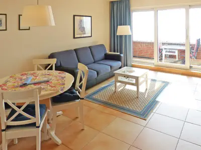 Wohnzimmer in der Ferienwohnung Obere Wandelbahn 15/6 in Wittdün auf Amrum