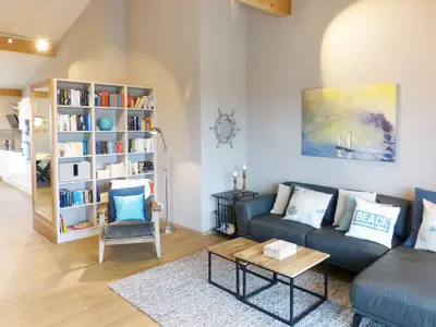 Wohnzimmer in der Ferienwohnung Weiße Düne 7 in Wittdün auf Amrum