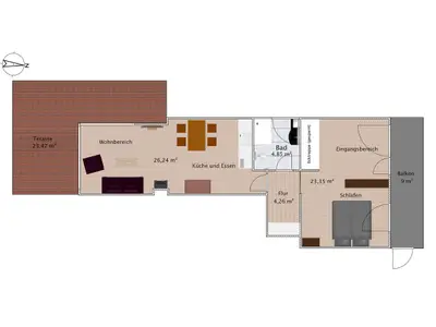 Grundriss der Ferienwohnung Passat im Haus Kap Hoorn in Wittdün auf Amrum