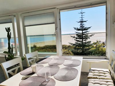 Blick über den Kniepsand auf die Nordsee aus der Ferienwohnung Gorch Fock im Haus Kap Hoorn in Wittdün auf Amrum