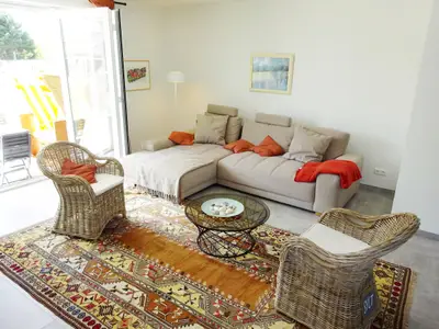 Wohnzimmer in der Ferienwohnung Weiße Düne 4 in Wittdün auf Amrum