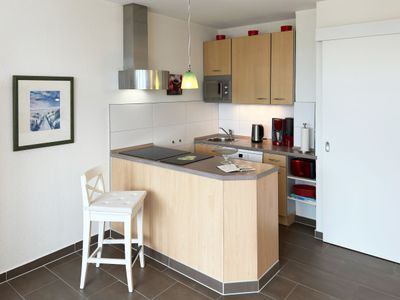 Offene Küche in der Ferienwohnung Watt'n Blick in Wittdün auf Amrum