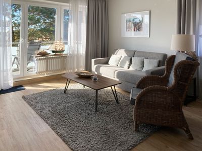 Wohnzimmer der Ferienwohnung Tidenblick in Wittdün auf Amrum