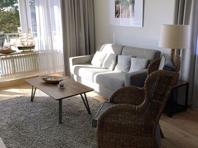 Wohnzimmer der Ferienwohnung Tidenblick in Wittdün auf Amrum