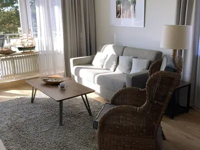 Wohnzimmer der Ferienwohnung Tidenblick in Wittdün auf Amrum
